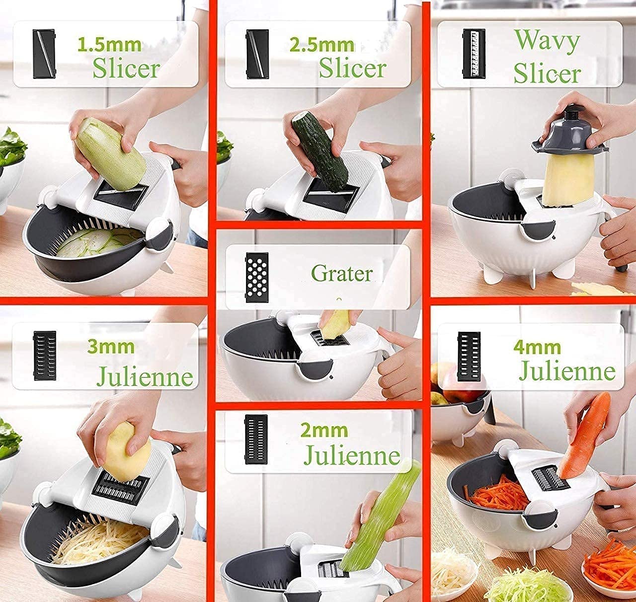 9-in-1 Vegetable Cutter With Drain Basket