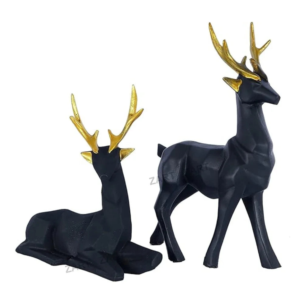 Black & Golden Antler Elegance: Modern Deer Décor for a Stylish Home