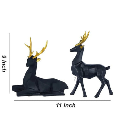 Black & Golden Antler Elegance: Modern Deer Décor for a Stylish Home