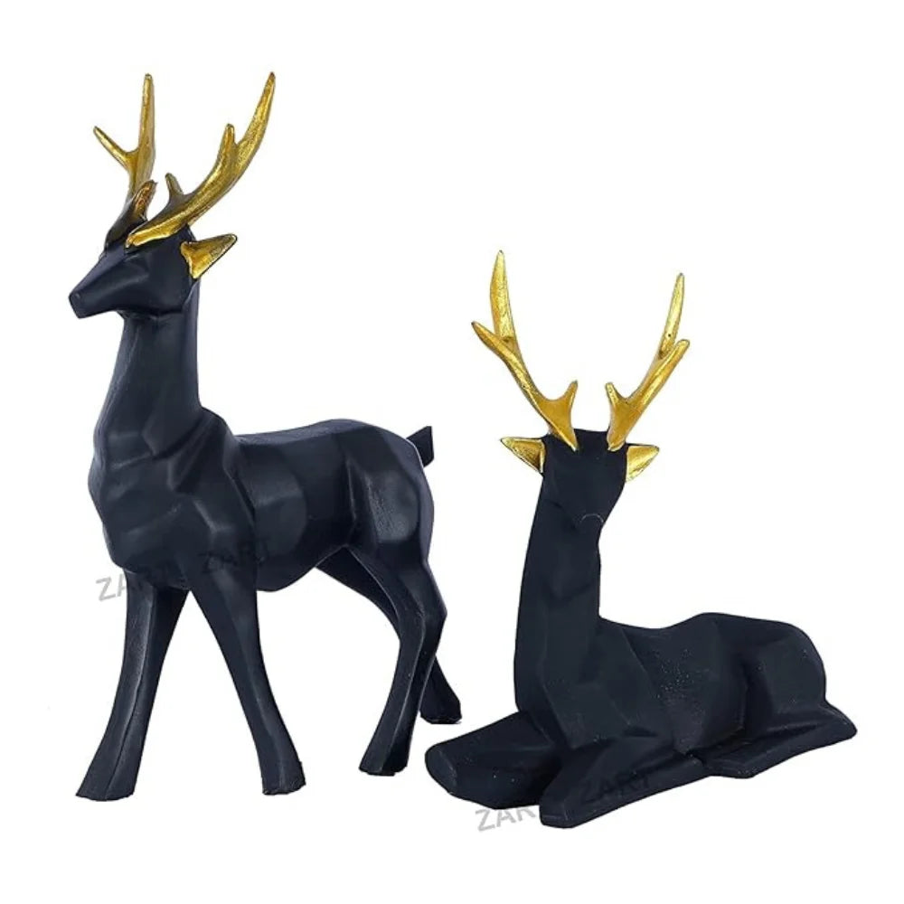 Black & Golden Antler Elegance: Modern Deer Décor for a Stylish Home