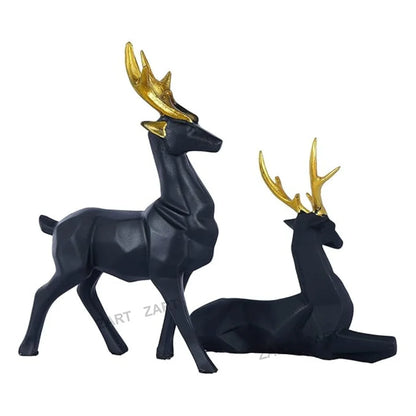 Black & Golden Antler Elegance: Modern Deer Décor for a Stylish Home