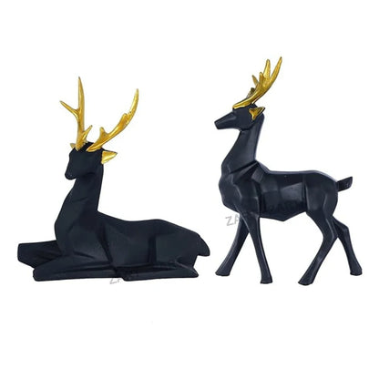 Black & Golden Antler Elegance: Modern Deer Décor for a Stylish Home